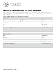 Document preview: Form FTB3513 Affidavit for California Income Tax Return Information - California