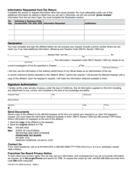 Form FTB3513 Affidavit for California Income Tax Return Information - California, Page 2
