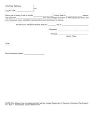 Form IH-TA (State Form 48832) Affidavit of Transferee of Trust Property That No Indiana Inheritance or Estate Tax Is Due on the Transfer - Indiana, Page 2