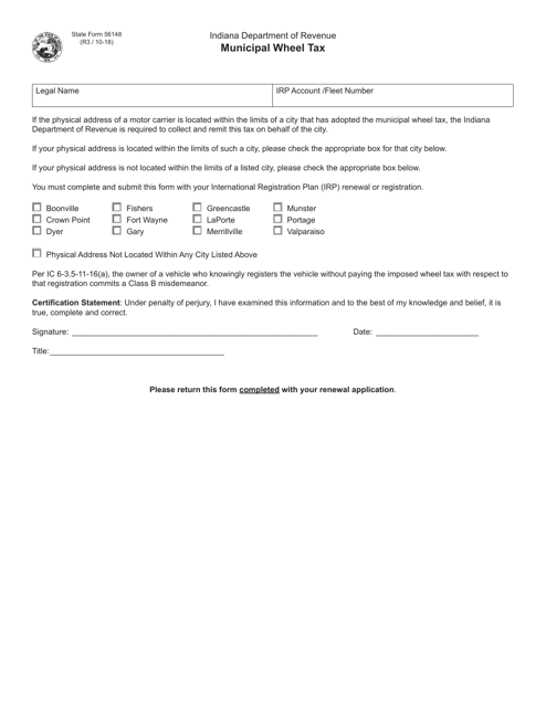 State Form 56148  Printable Pdf