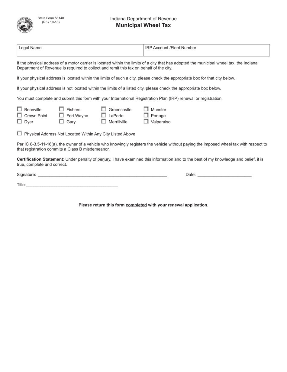 State Form 56148 Fill Out, Sign Online and Download Fillable PDF