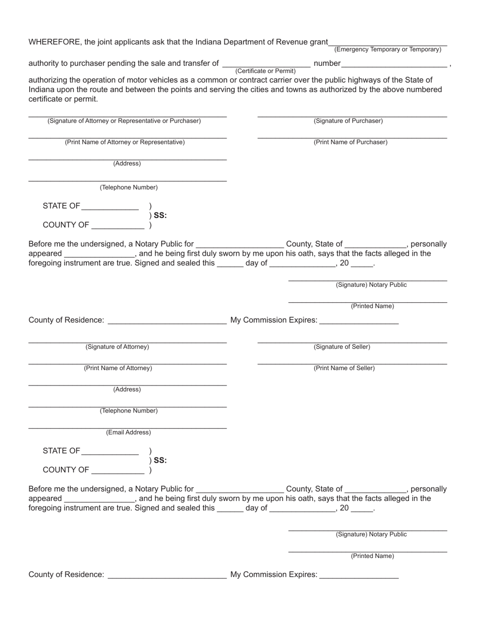 Form 711 (State Form 50226) Joint Application for Emergency or Temporary Authority to Transport Passenger or Household Goods - Indiana, Page 4