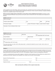 Form ST-109NP&amp;G (State Form 56648) Indiana Utility Exemption Certificate - Indiana
