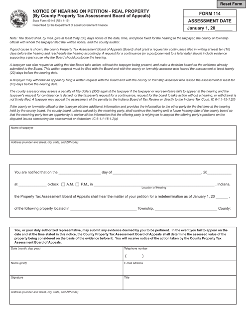 State Form 49149 (114)  Printable Pdf