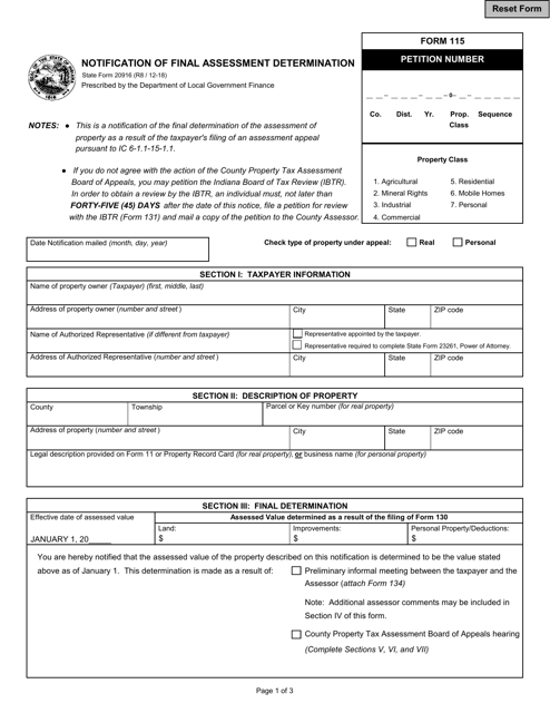 State Form 20916 (115)  Printable Pdf