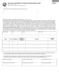 Document preview: Form 2 (State Form 466) Notice of Assessment of Manufactured (Mobile) Home - Indiana