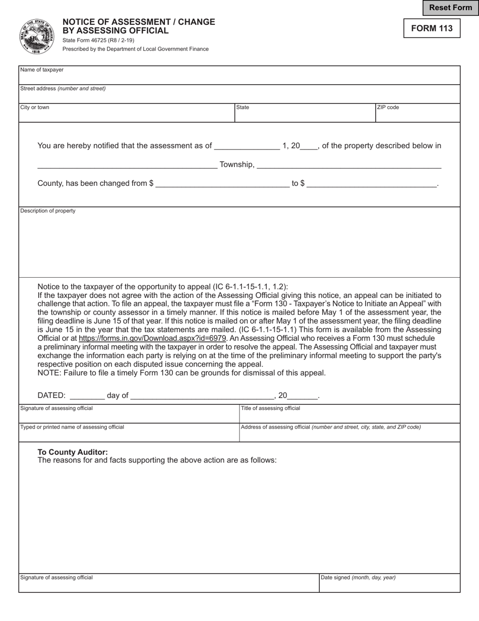 State Form 46725 (113) - Fill Out, Sign Online and Download Fillable ...