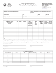 Document preview: Form SF-801 (State Form 46292) Alternative Fuel Decal Application - Indiana