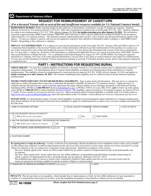 VA Form 40-10088  Printable Pdf