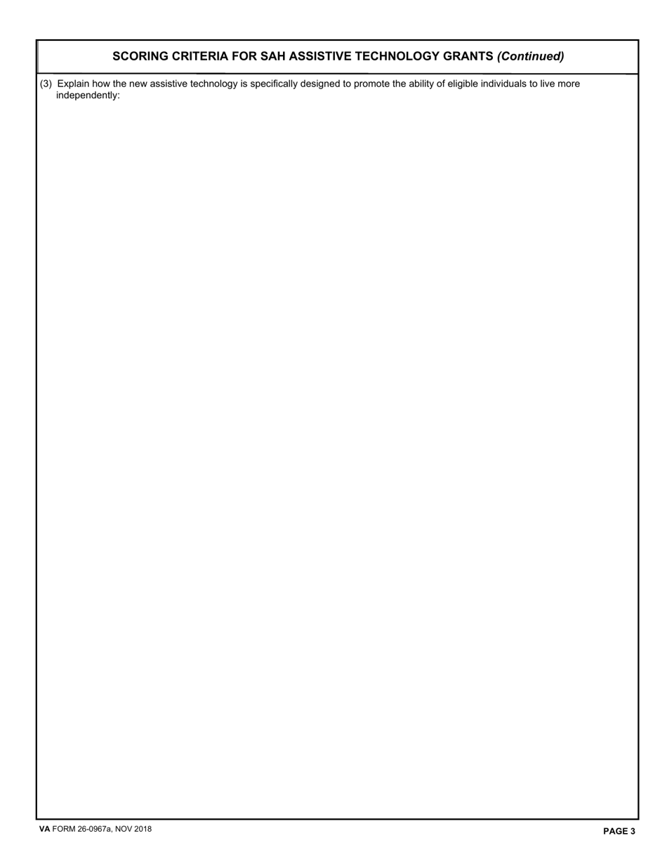 VA Form 26-0967A Scoring Criteria for Sah Assistive Technology Grants, Page 3
