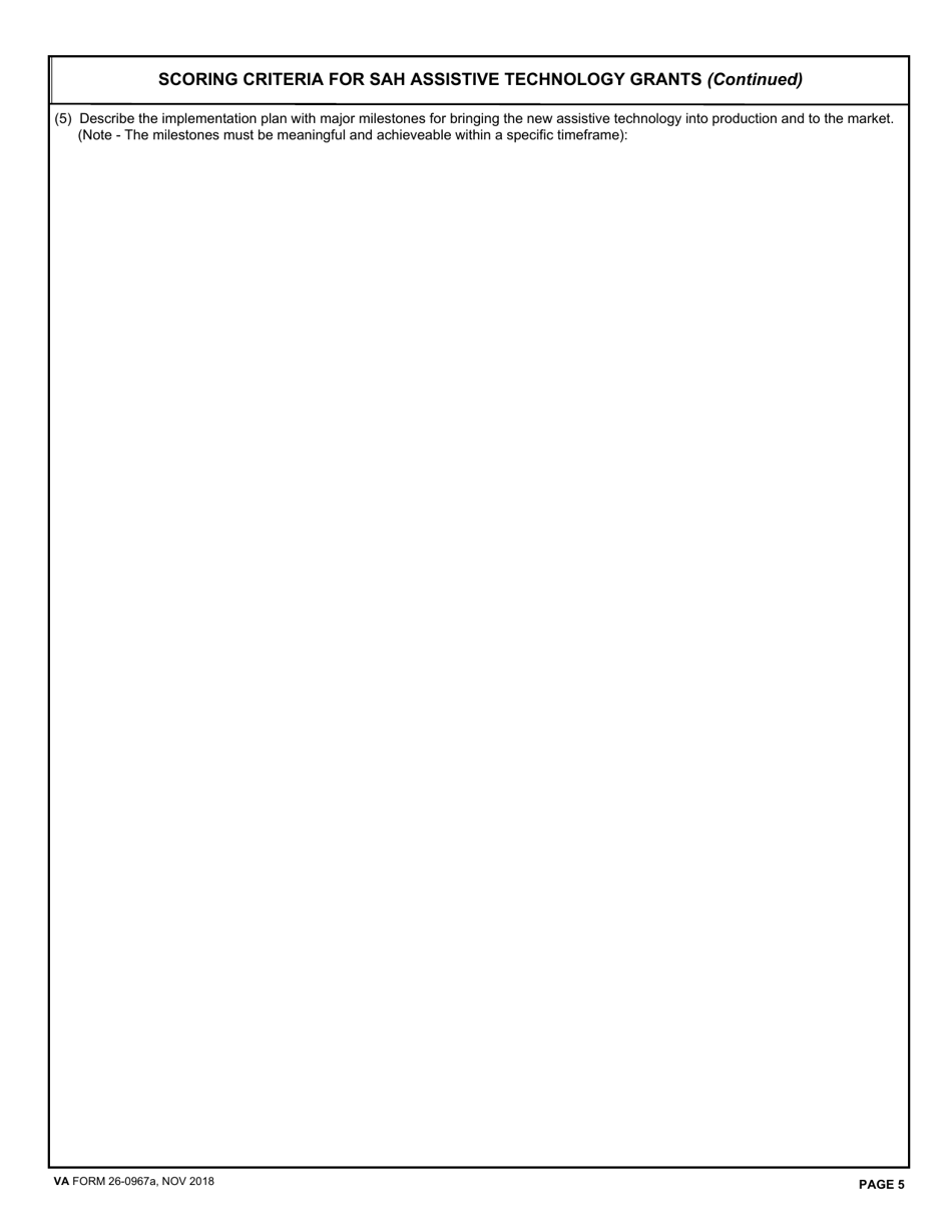 VA Form 26-0967A Scoring Criteria for Sah Assistive Technology Grants, Page 5
