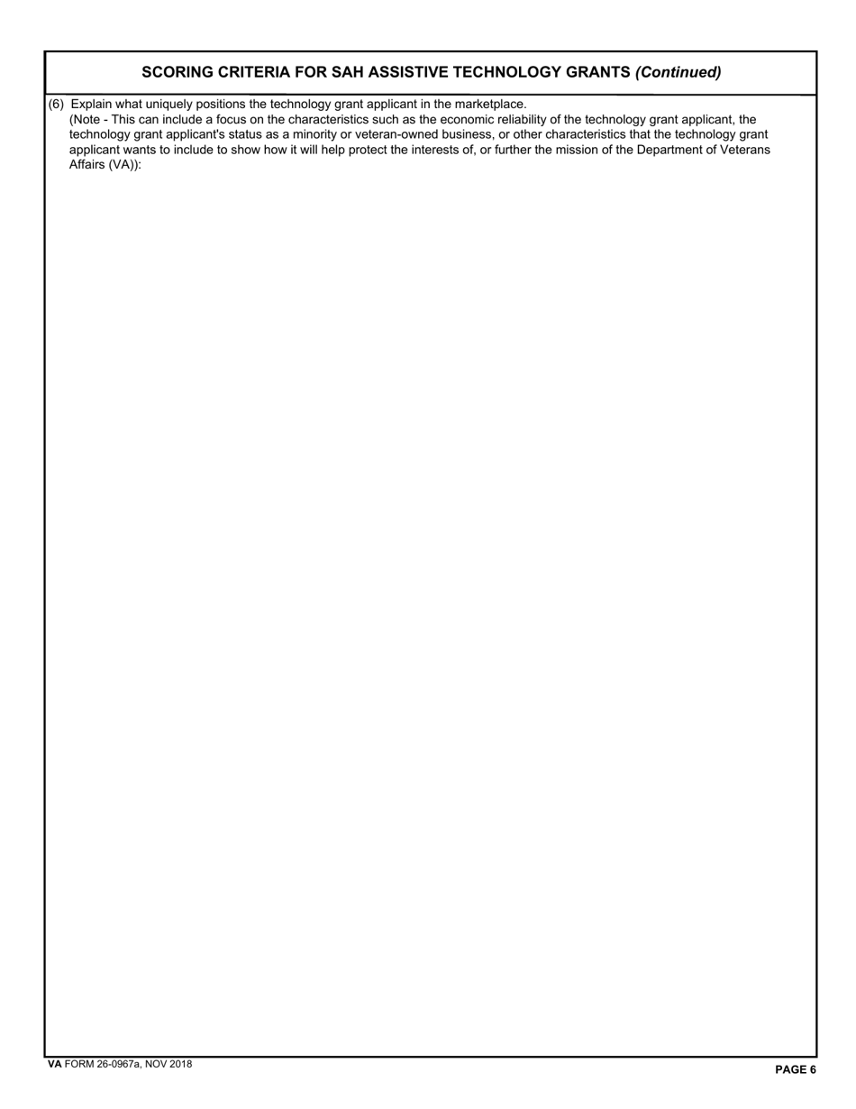 VA Form 26-0967A Scoring Criteria for Sah Assistive Technology Grants, Page 6