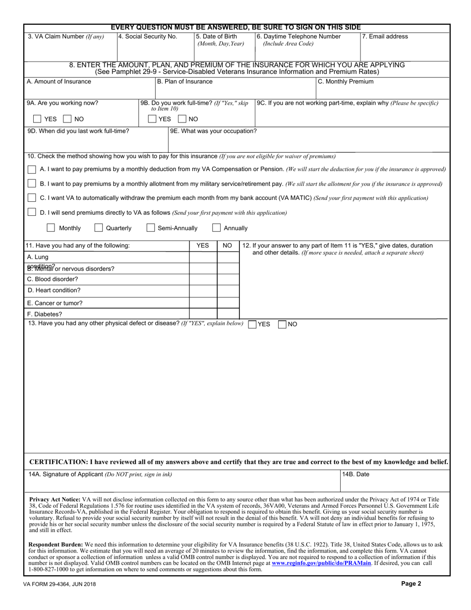 VA Form 29-4364 - Fill Out, Sign Online and Download Fillable PDF ...