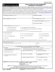 Document preview: VA Form 29-1546 Application for Cash Surrender Government Life Insurance