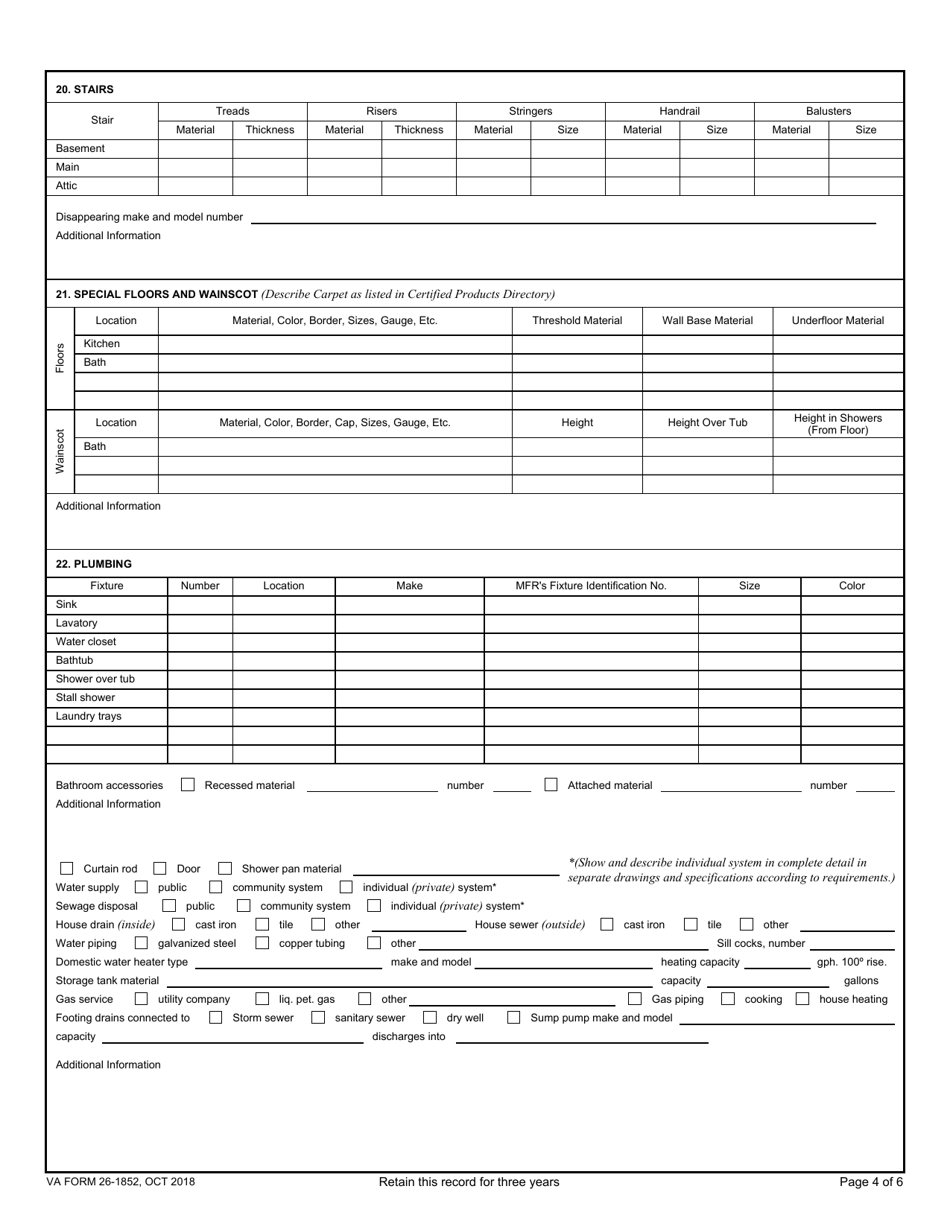 VA Form 26-1852 Description of Materials, Page 4
