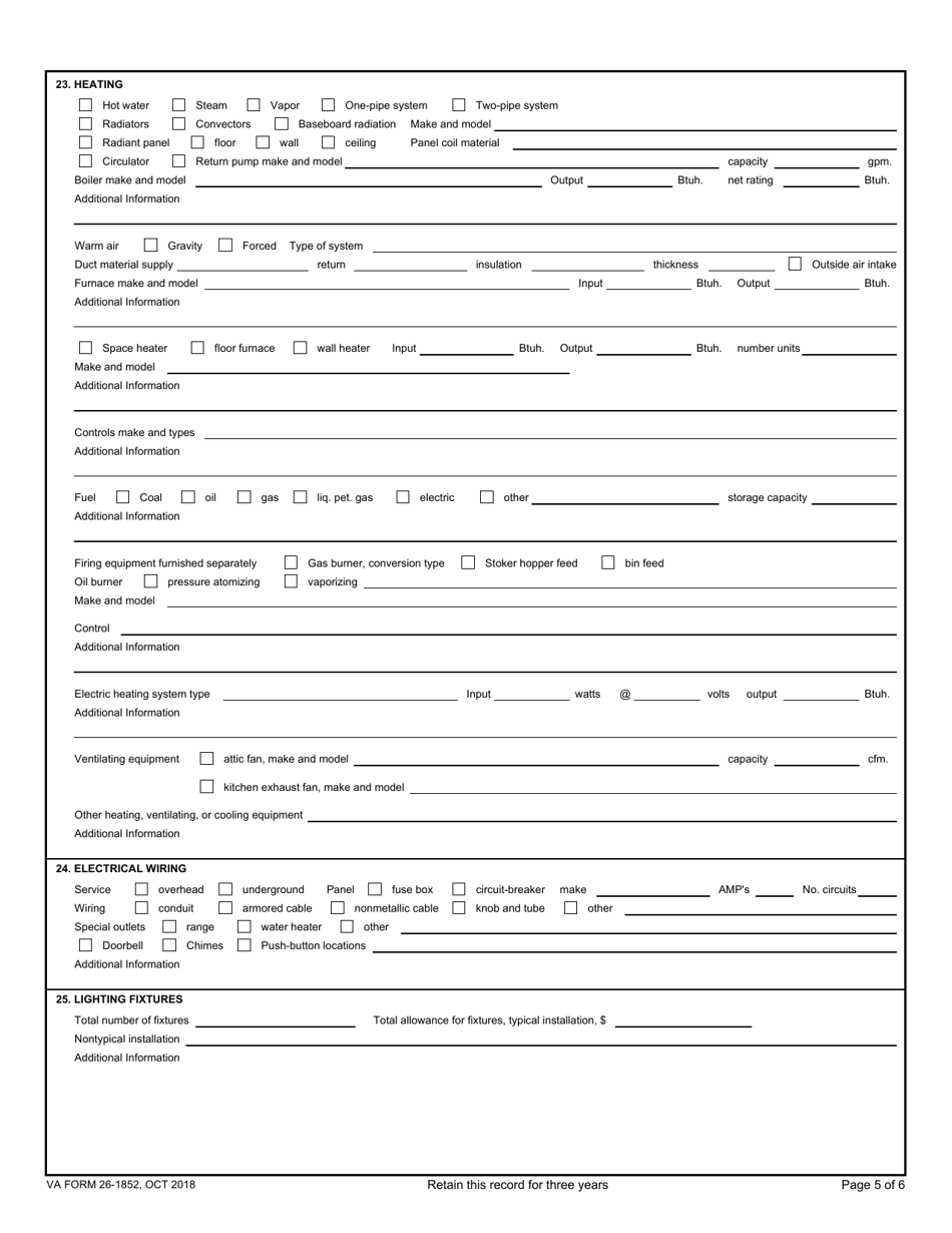 Va Form 26-1852 - Fill Out, Sign Online And Download Fillable Pdf 