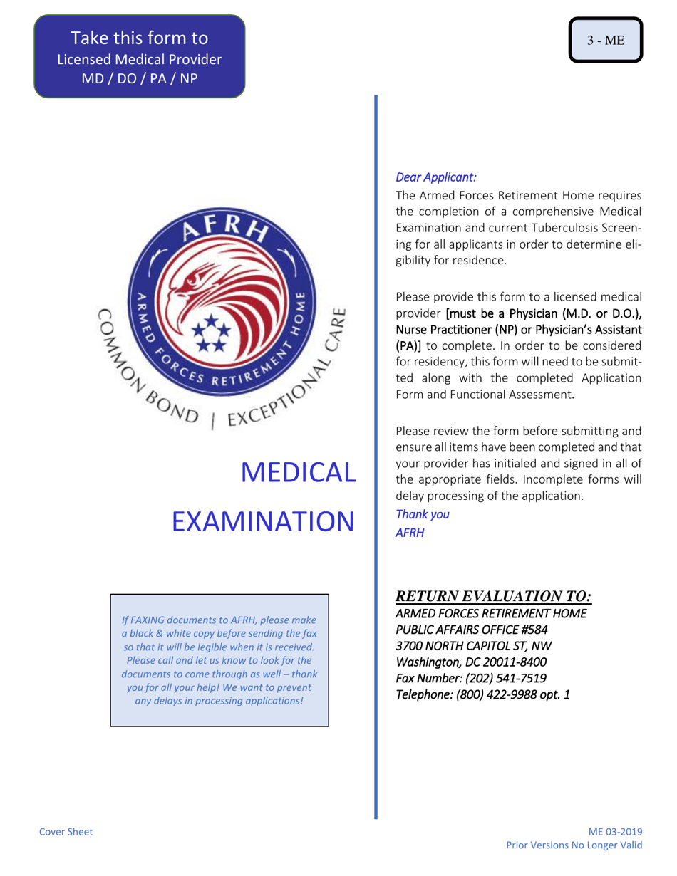 Form 3 - ME Medical Examination, Page 1