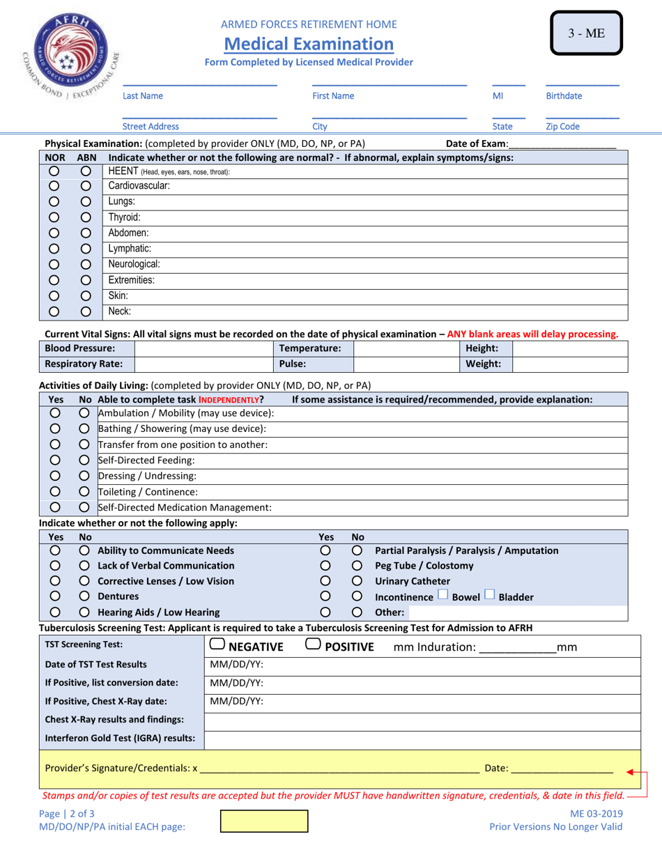 Form 3 - ME Medical Examination, Page 4