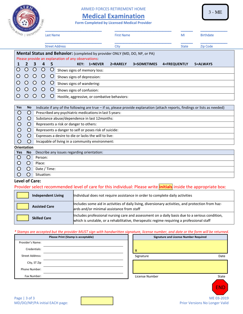 Form 3 - ME Medical Examination, Page 5