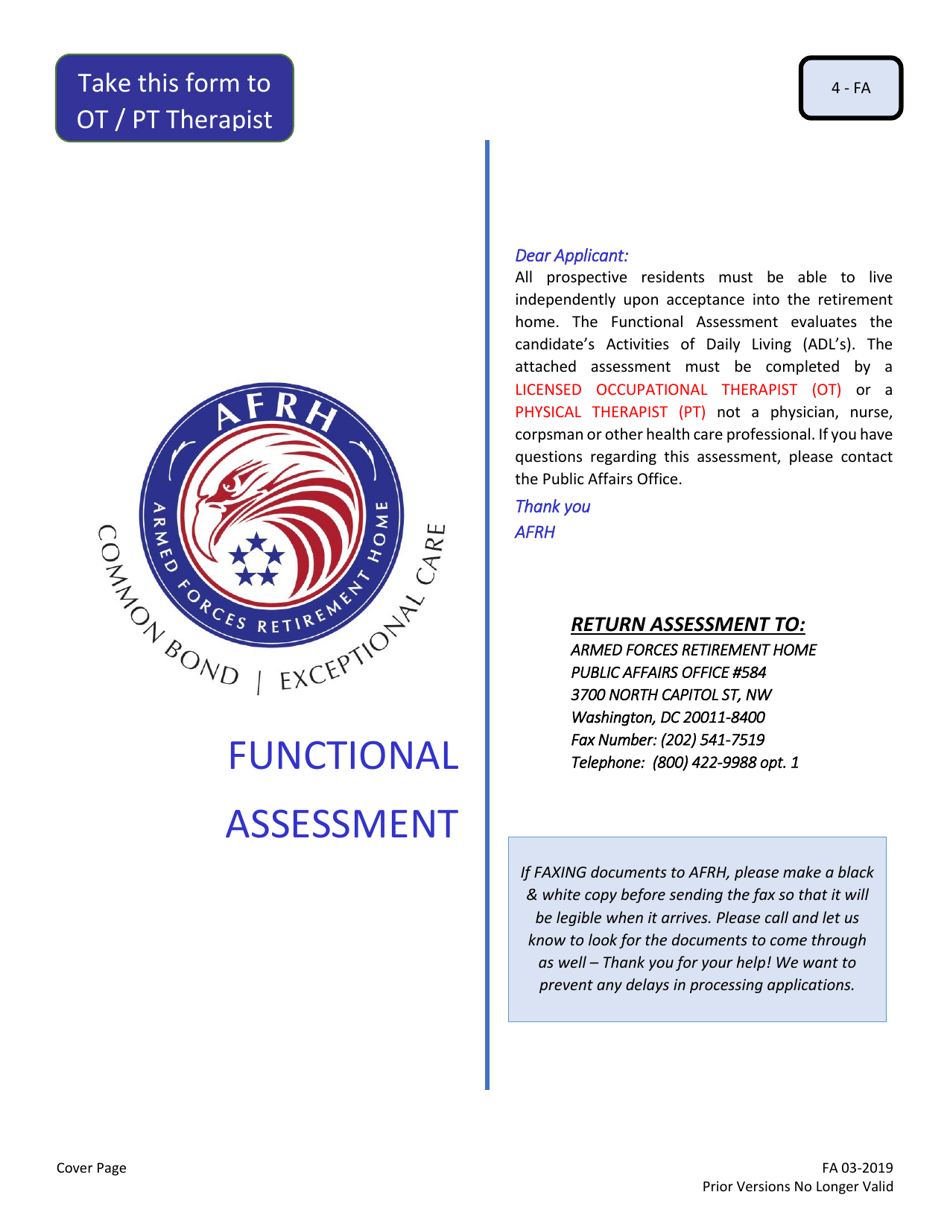 Form 4-FA Functional Assessment, Page 1