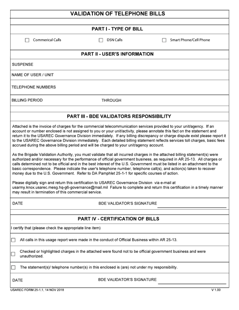 USAREC Form 25-1.1  Printable Pdf