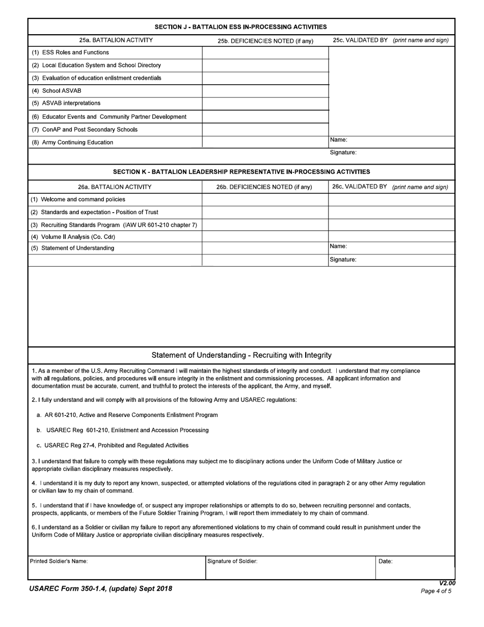 USAREC Form 3501.4 Fill Out, Sign Online and Download Fillable PDF