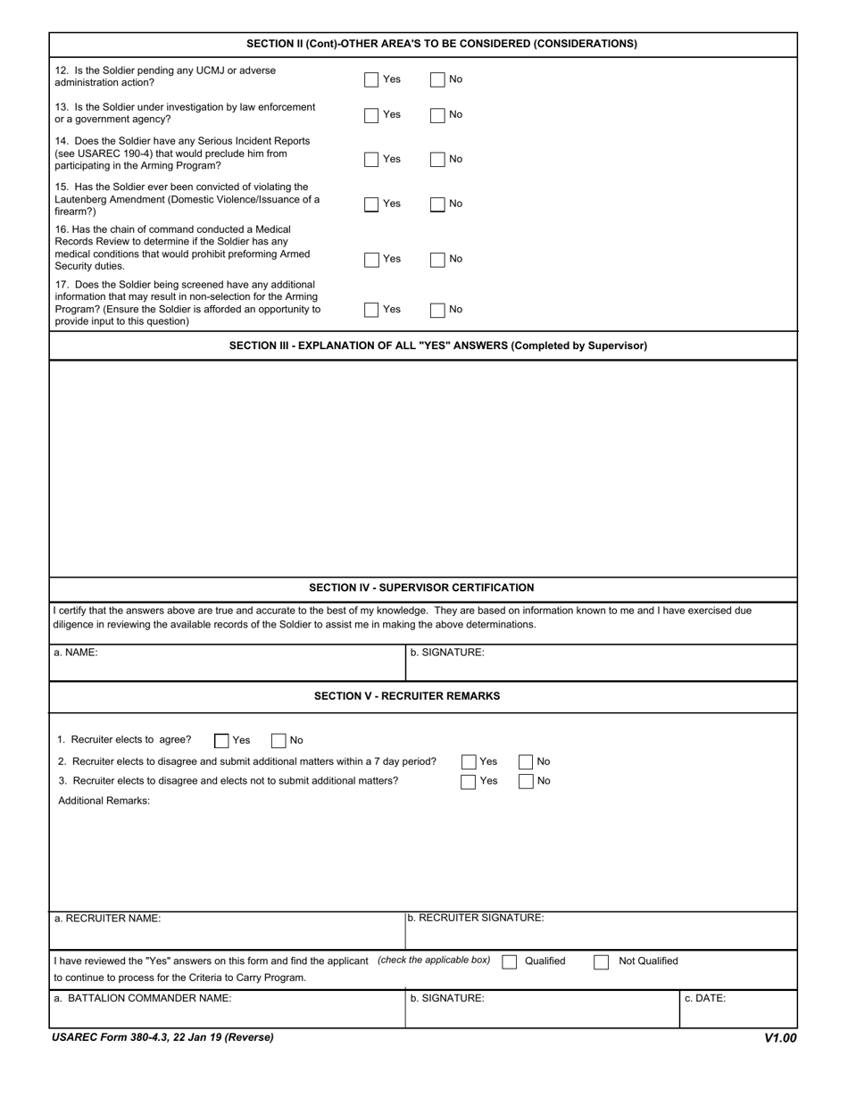 USAREC Form 380-4.3 - Fill Out, Sign Online and Download Fillable PDF ...