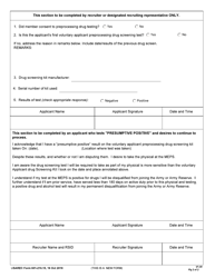 USAREC Form 601-210.15 Army Pre-processing Drug Screening Acknowledgment and Consent, Page 2