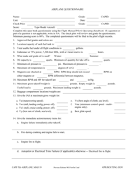 Document preview: CAP Form 5Q-AIRPLANE Airplane Questionnaire