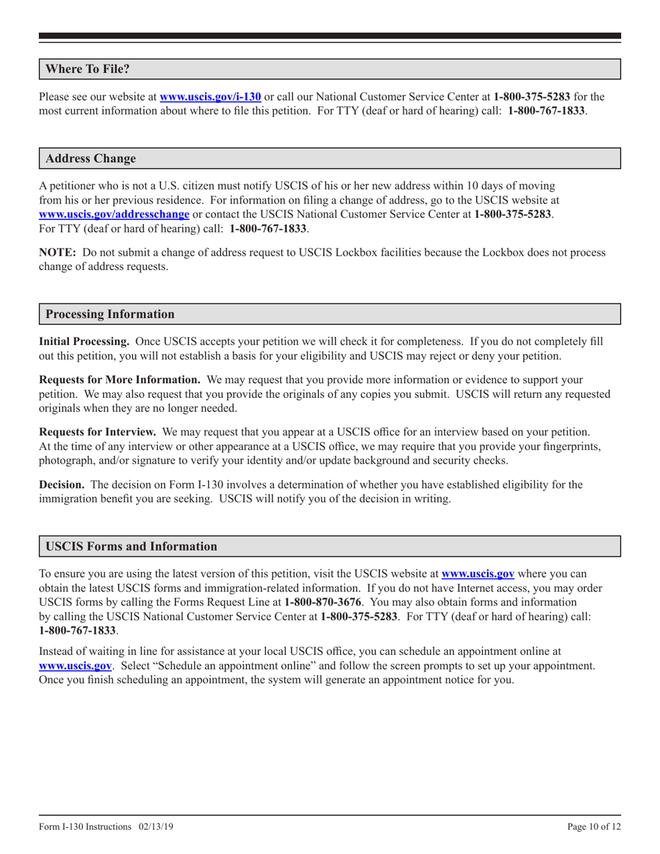 Download Instructions For USCIS Form I-130 Petition For Alien Relative ...