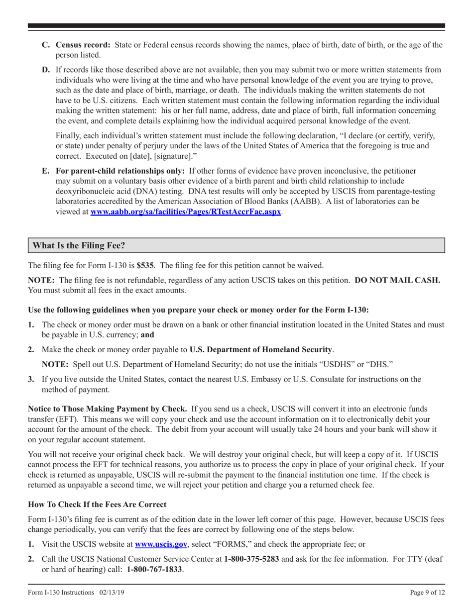 Download Instructions For USCIS Form I-130 Petition For Alien Relative ...