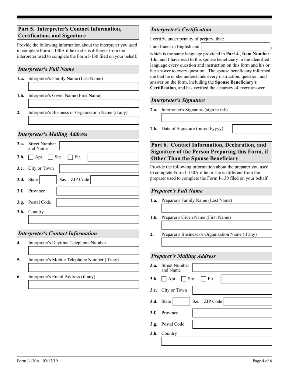 USCIS Form I-130A - Fill Out, Sign Online And Download Fillable PDF ...