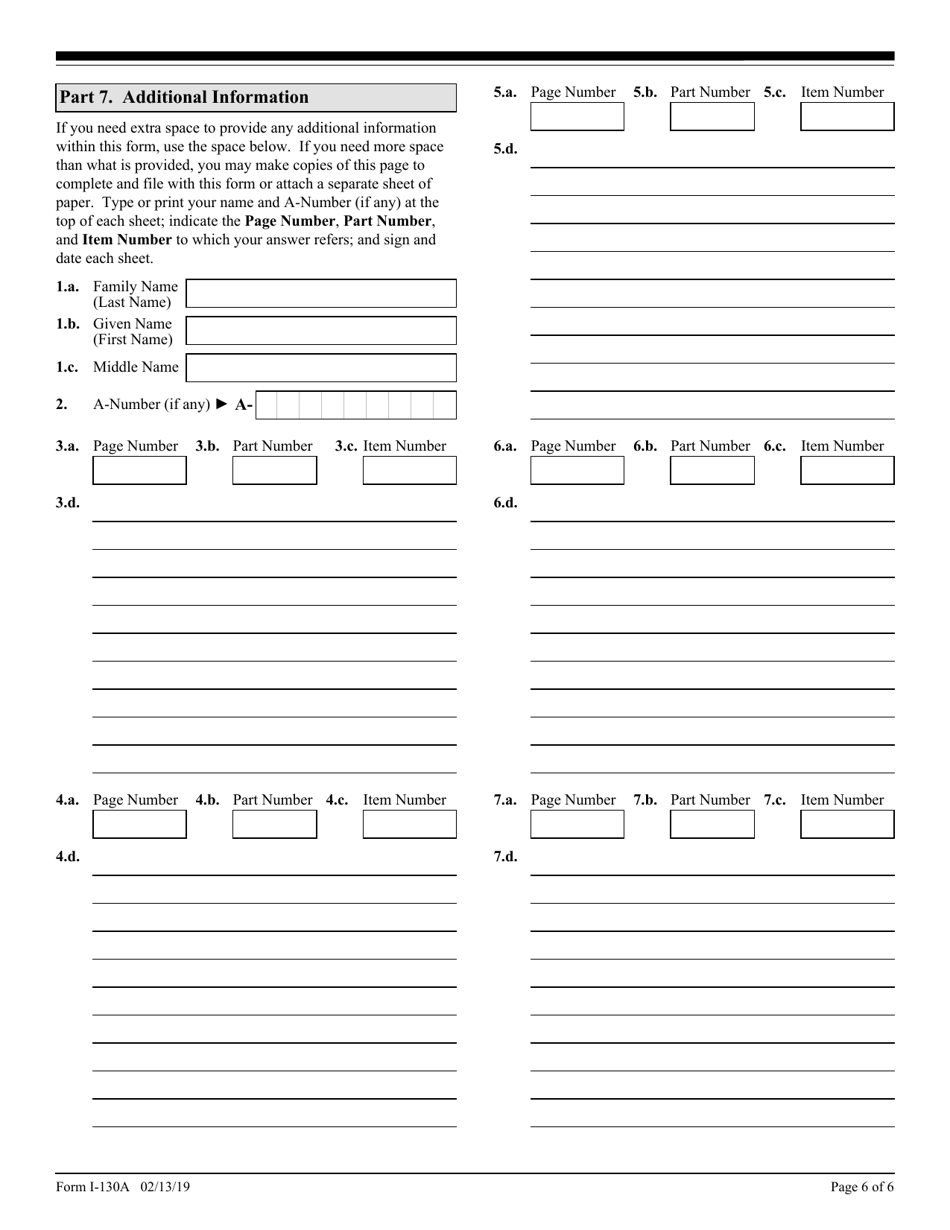 USCIS Form I-130A Supplemental Information for Spouse Beneficiary, Page 6