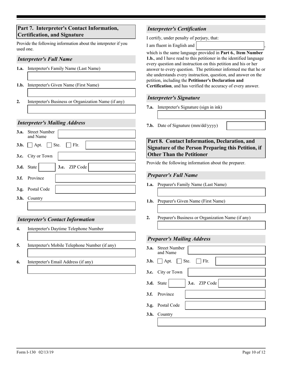 Uscis Form I 130 Fill Out Sign Online And Download Fillable Pdf Templateroller 0716