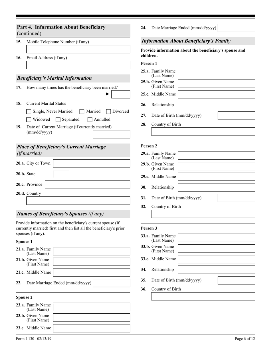 USCIS Form I-130 Petition for Alien Relative, Page 6
