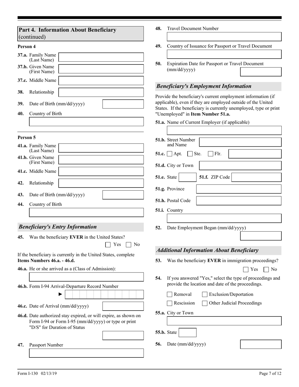 Uscis Form I 130 Fill Out Sign Online And Download Fillable Pdf Templateroller 1241