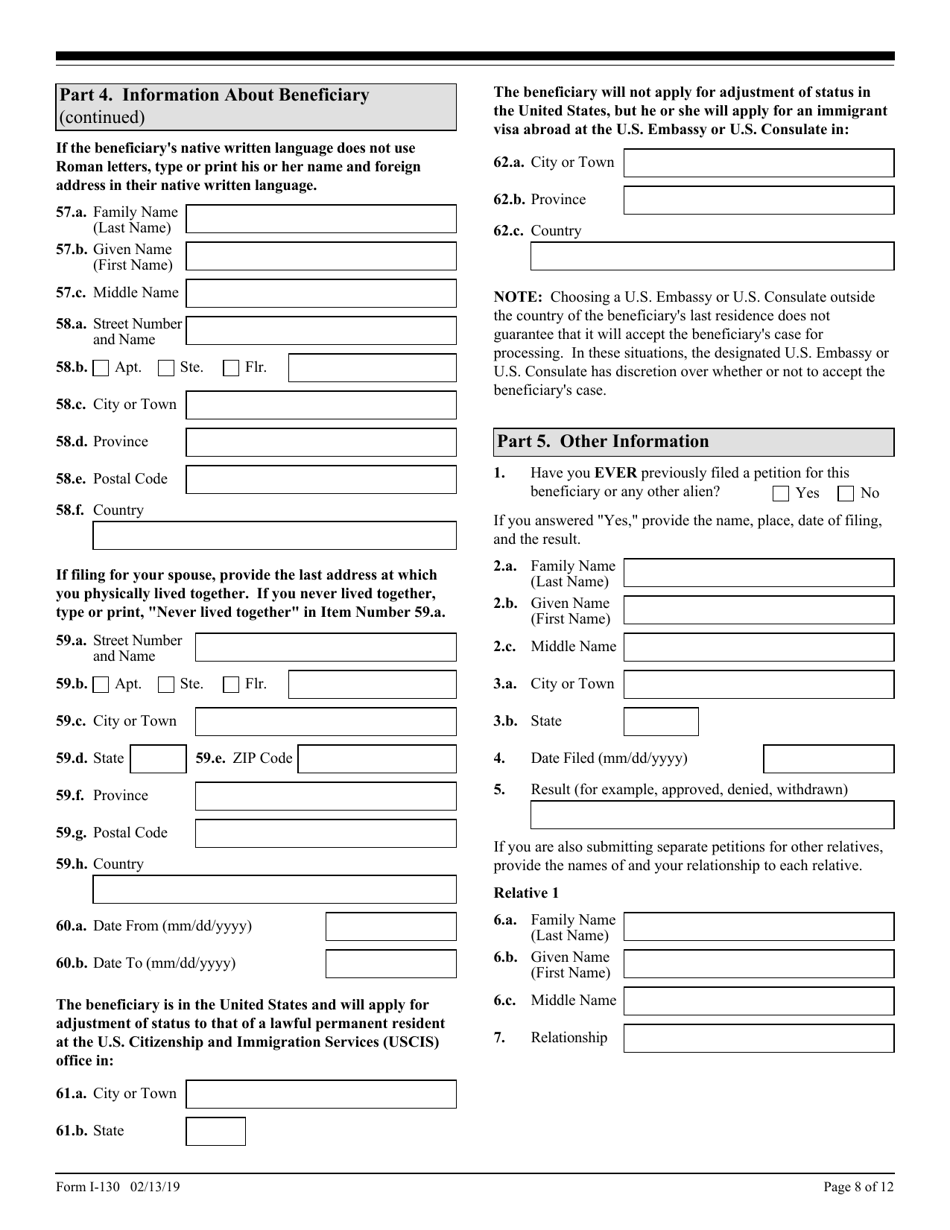 USCIS Form I 130 Fill Out Sign Online And Download Fillable PDF 