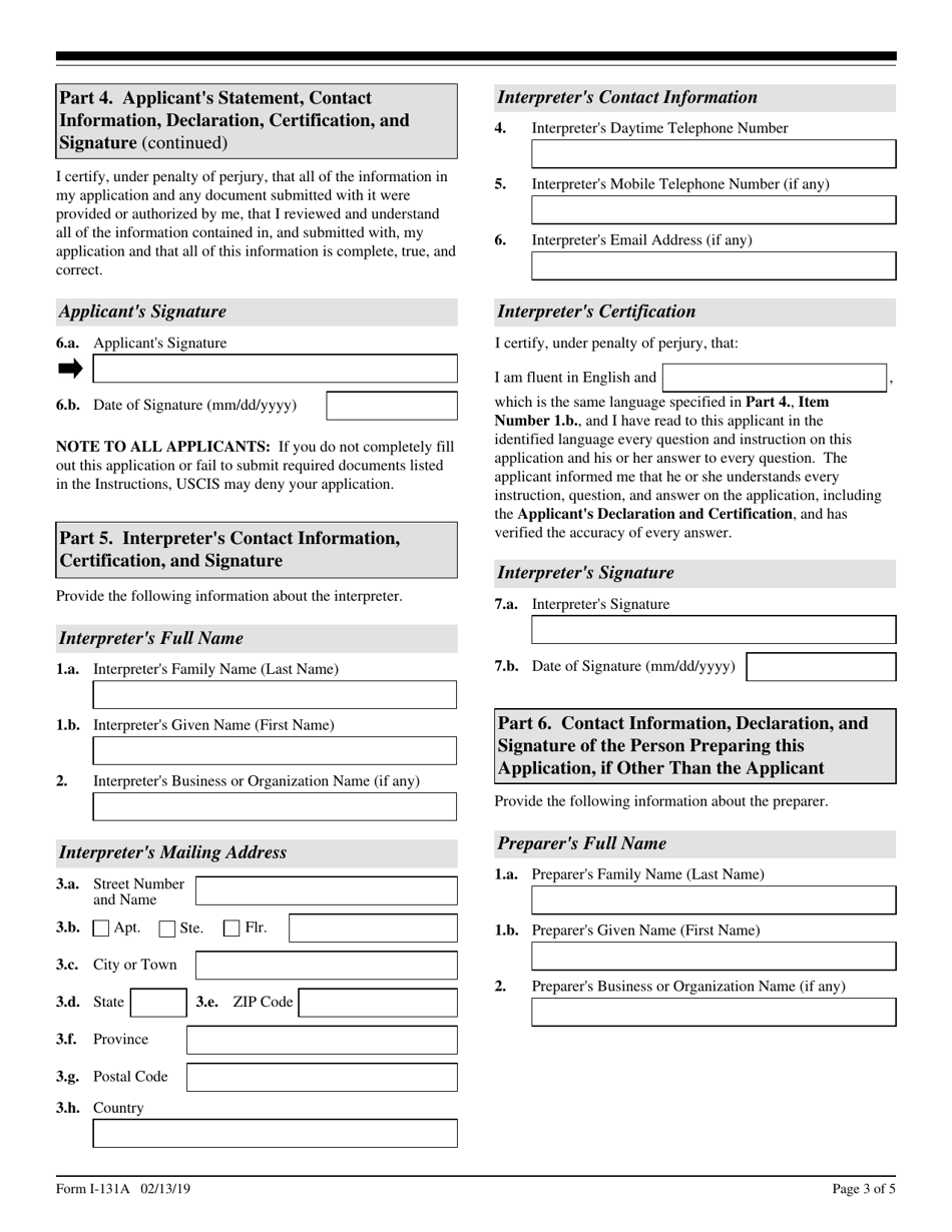 uscis form i 131a