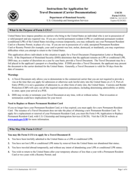 Document preview: Instructions for USCIS Form I-131A Application for Travel Document (Carrier Documentation)