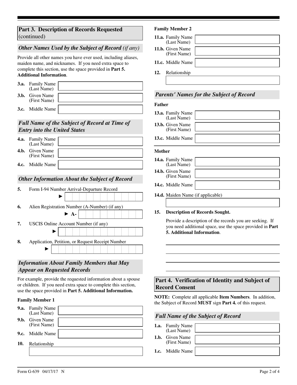 Uscis Form G 639 Fill Out Sign Online And Download Fillable Pdf Templateroller 3682