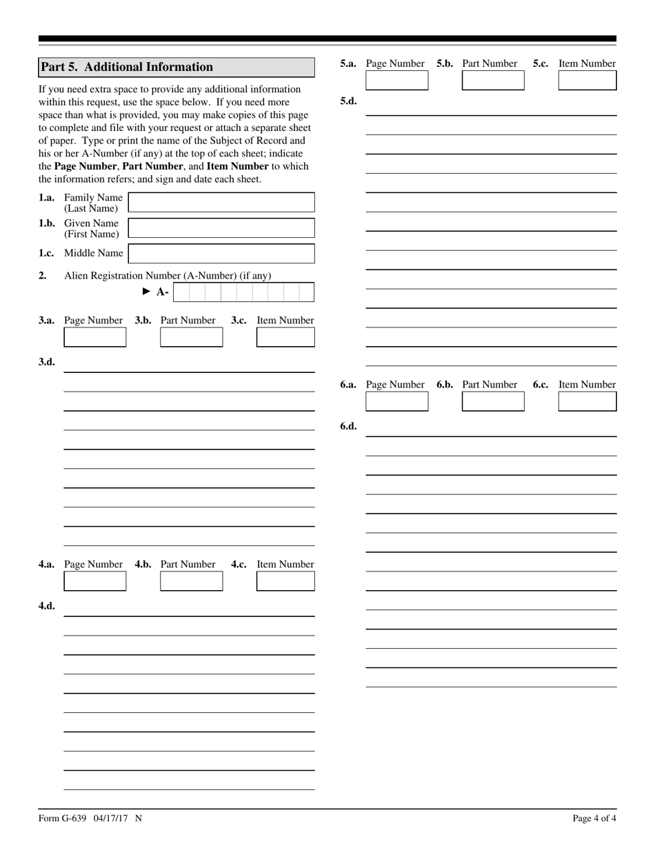 USCIS Form G-639 Freedom of Information / Privacy Act Request, Page 4