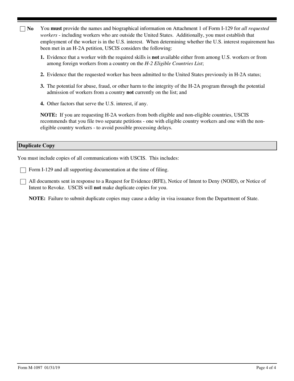 Uscis Form M 1097 Fill Out Sign Online And Download Fillable Pdf Templateroller 6907