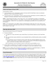 Instructions for USCIS Form I-129F Petition for Alien Fiance(E)