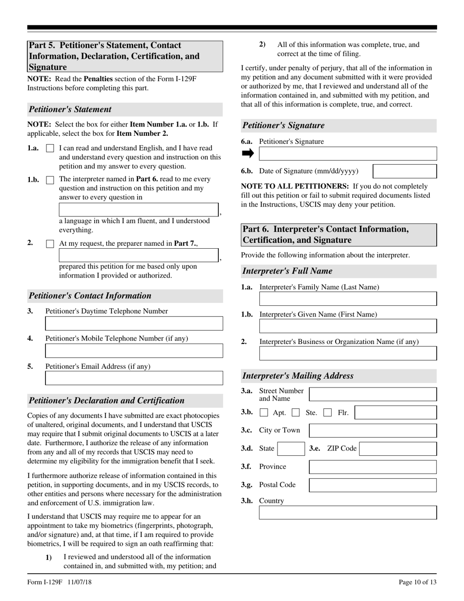 Uscis Form I 129f Fill Out Sign Online And Download Fillable Pdf Templateroller 9925