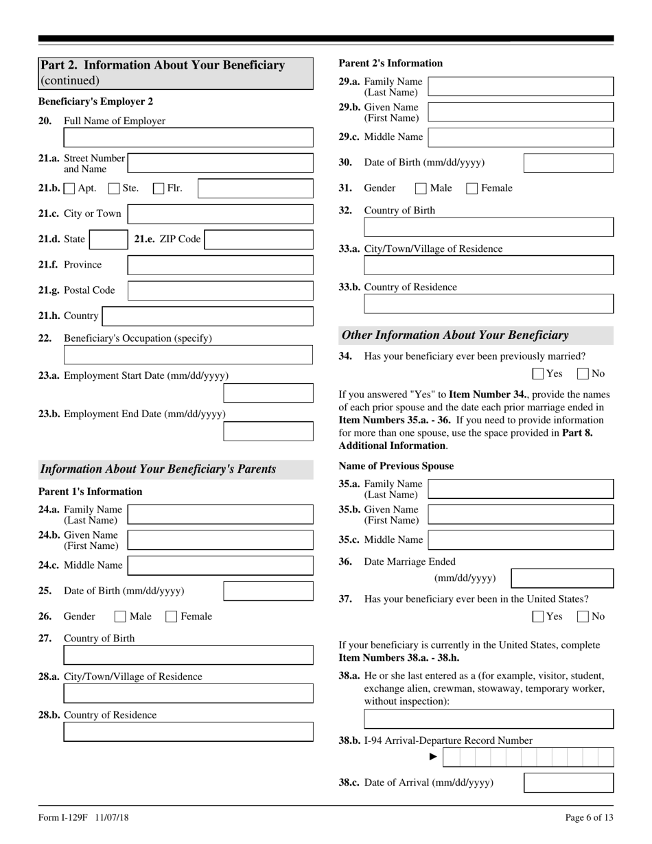 Uscis Form I 129f Fill Out Sign Online And Download Fillable Pdf Templateroller 5308