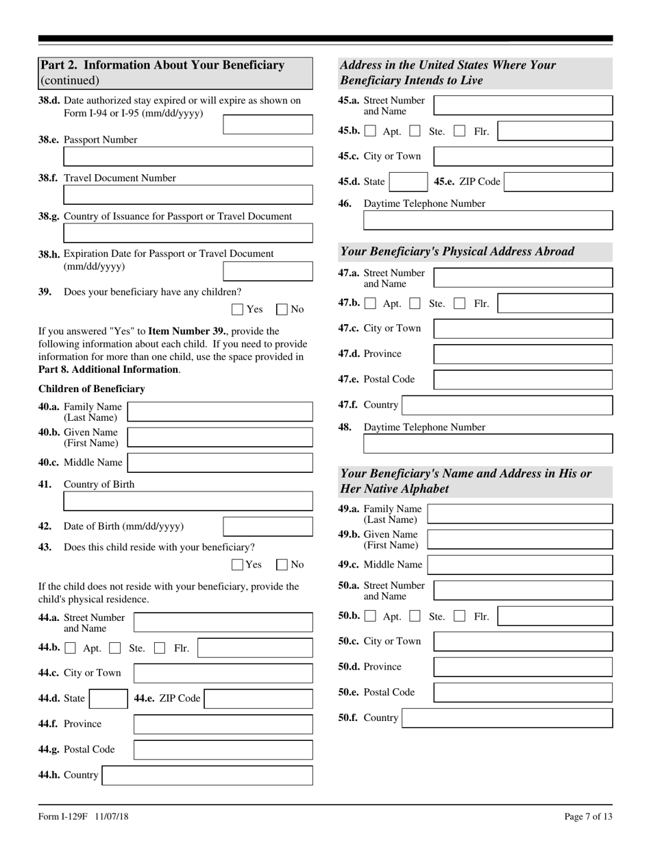 USCIS Form I-129F Petition for Alien Fiance(E), Page 7