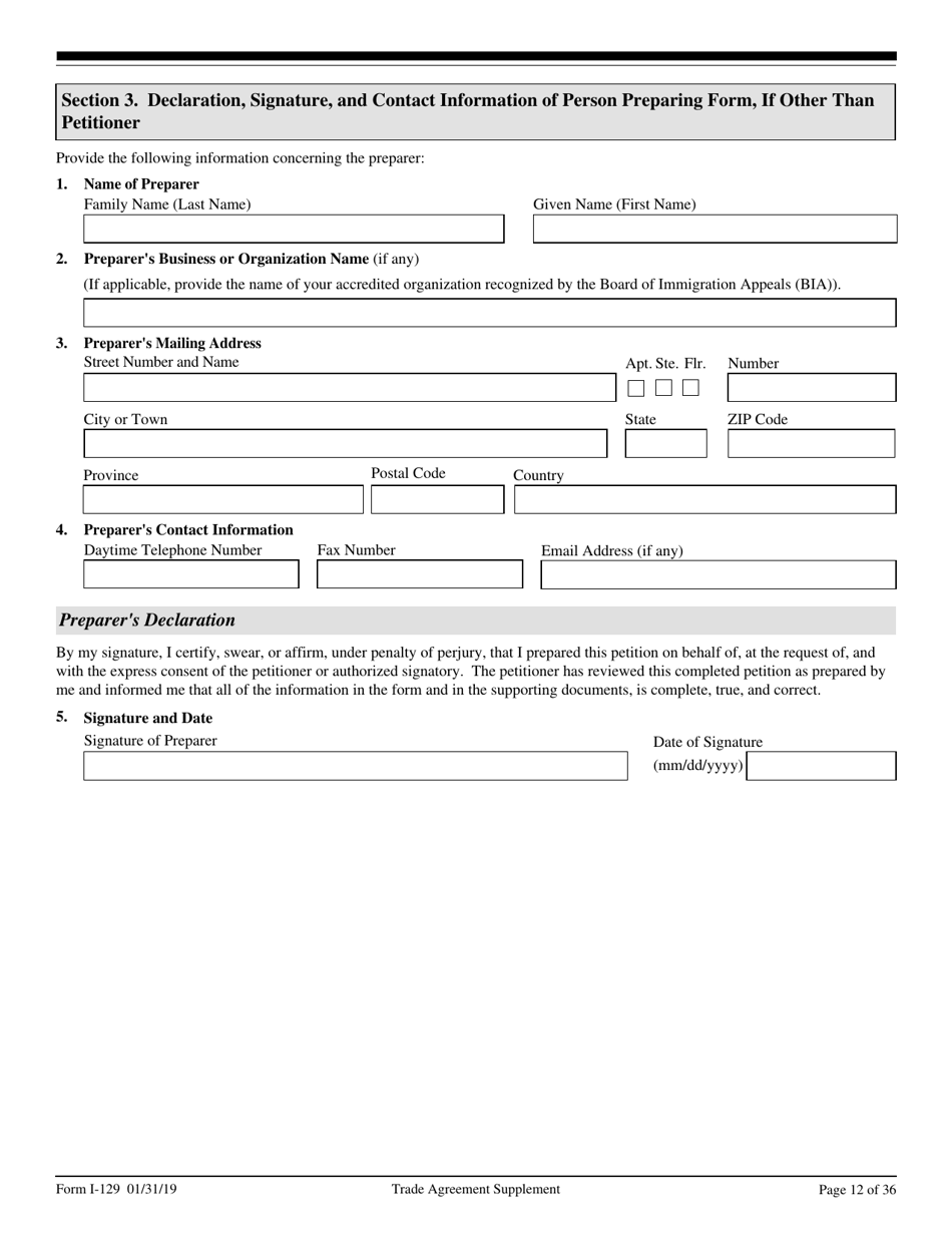 USCIS Form I-129 Petition for a Nonimmigrant Worker, Page 12