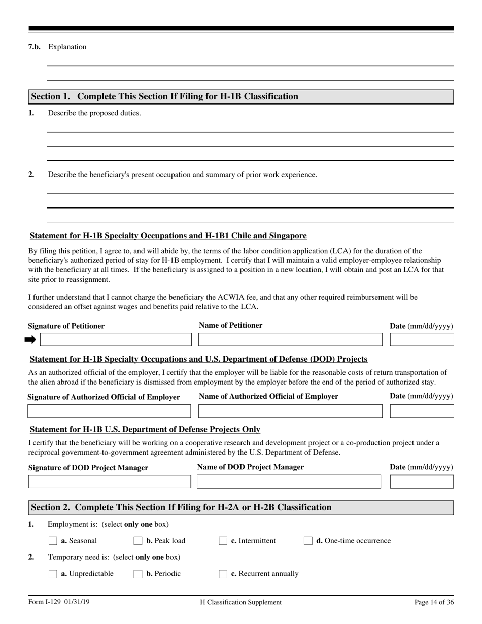 USCIS Form I-129 Petition for a Nonimmigrant Worker, Page 14