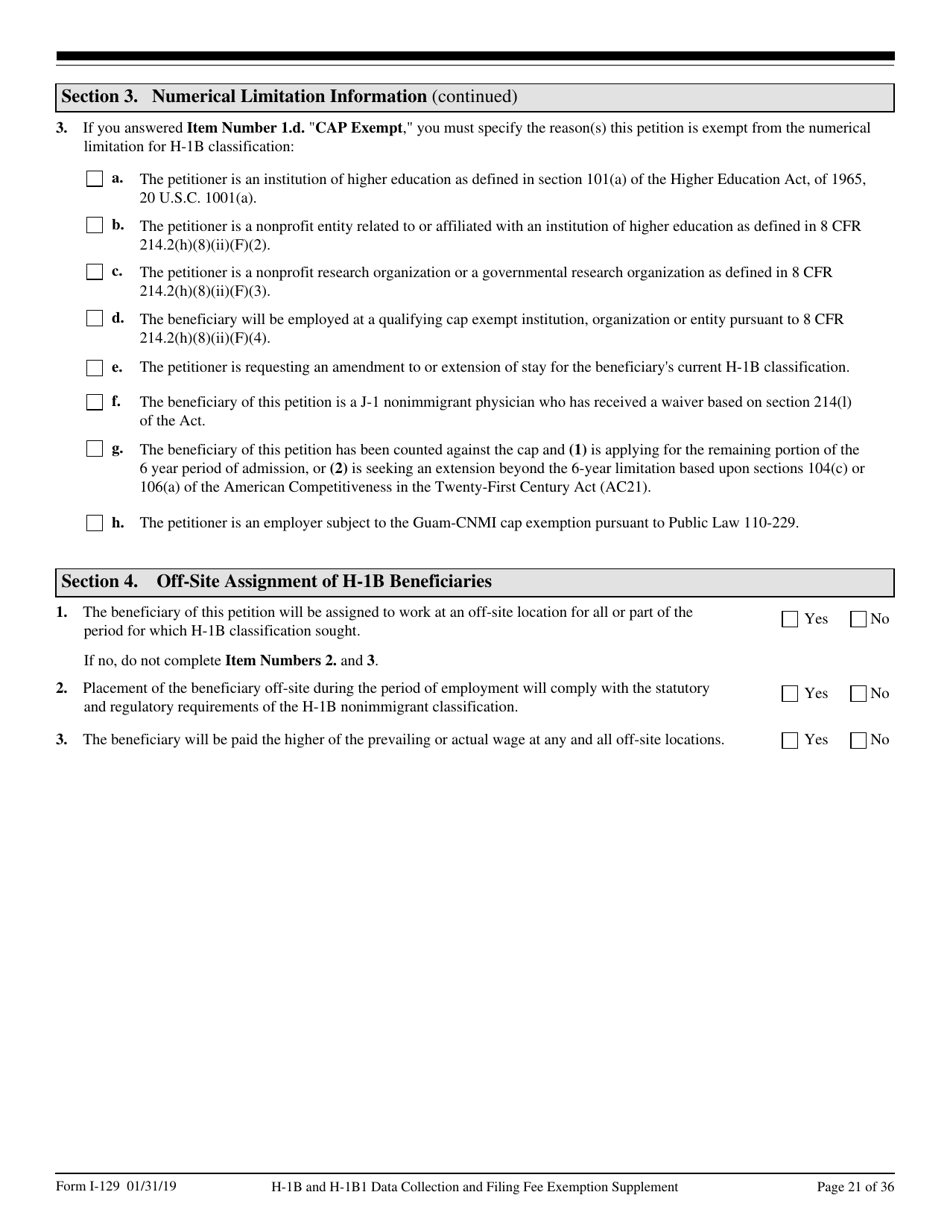 USCIS Form I-129 Petition for a Nonimmigrant Worker, Page 21