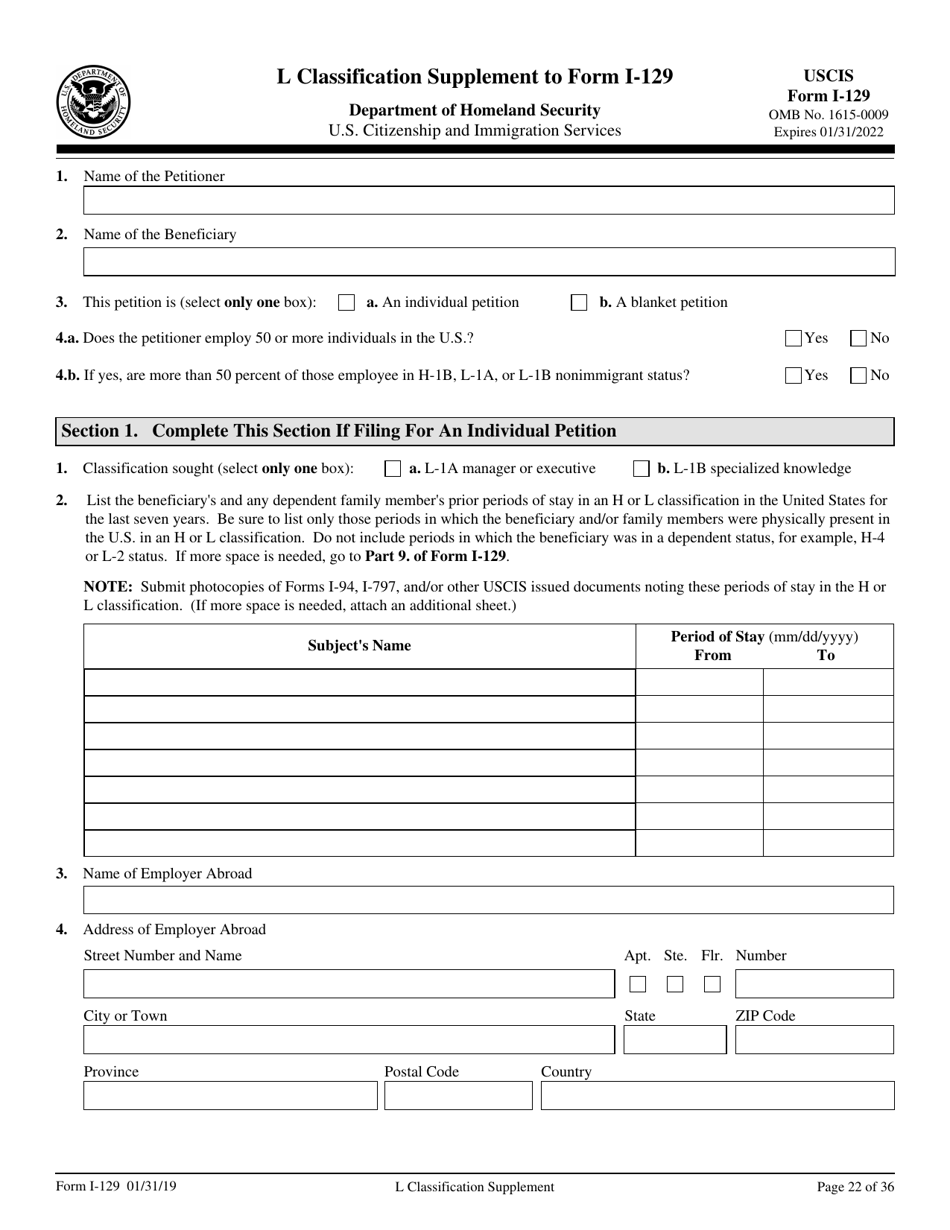 USCIS Form I-129 Petition for a Nonimmigrant Worker, Page 22